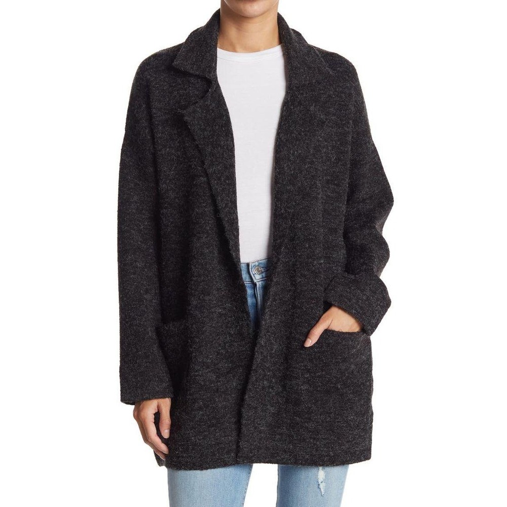 Thread & Supply Charcoal Grey Open Front Sweater Cardigan Coat Size Large